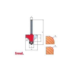 34- Freza profilata 1/4 concav placata CMS Z-2 cu coada si rulment copier inferior, DIM 25.4 - 34-11008P