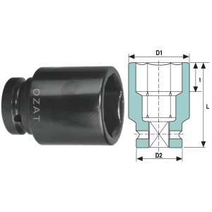 Cap cheie tubulara de impact 3.1/2" 6 laturi, lung 4 5/16"