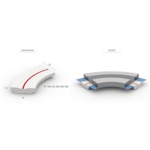 CBM 8067 (R100) - Suport ceramic cu raza, sudura - 12X27XR100 mm
