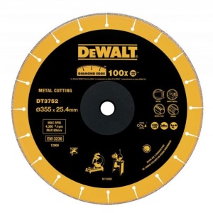 Disc diamantat Dewalt DT3752 pentru debitat metal, D 355x25.4x1.6 mm
