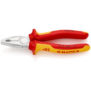 KNIPEX 03 06 180 Patent combinat izolate, cu manere multicomponent, testate VDE cromat 180 mm