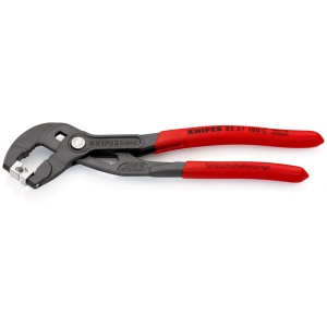KNIPEX 85 51 180 C Cleşte pentru coliere cu clic pentru clești de prindere cu declic acoperit cu material plastic aderent bonderizat în culoarea gri 180 mm