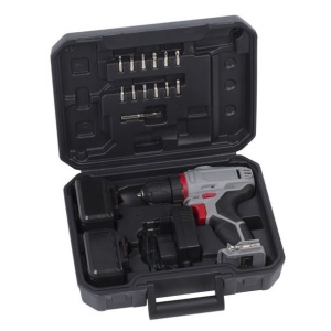 Masina de gaurit si insurubat cu acumulator Powerplus POWE00042, Li-Ion 18.0V/1.3Ah, 2 acumulatori, incarcator, valiza de transport, set accesorii