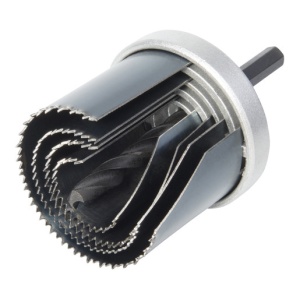 Set carote standard Wolfcraft 8917000, cu 4 carote cu diametre multiple: 25, 35, 43, 53 mm, adancime de taiere 33 mm, tija hexagonala