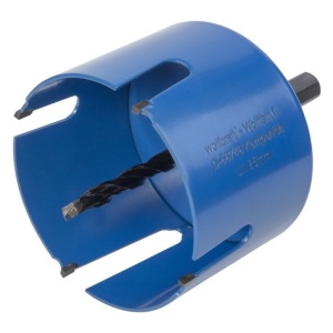 Carota universala completa Wolfcraft 3885000, diametru 85 mm, cu burghiu de centrare HM cu diametrul de 8 mm si tija hexagonala