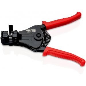 KNIPEX 12 21 180 SB Clește dezizolator cu cuţite profilate cu manșoane de prindere din plastic lăcuit cu negru 180 mm (carton cu autoservire/în blister)