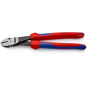 KNIPEX 74 22 250 T BK Șfic de forță cu manşoane multicomponent, cu cârlig de fixare integrat pentru montarea unei siguranţe împotriva căderii vopsit negru 250 mm (carton cu autoservire/în blister)