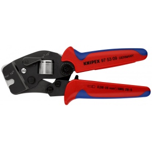 KNIPEX 97 53 09 SB clește de sertizat ferule, cu autoreglaj cu introducere frontală cu manşoane multicomponent brunat 190 mm (carton cu autoservire/în blister)