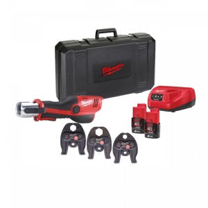 Presă hidraulică Milwaukee M12 HPT-202C U-SET, preseaza fitinguri 12-35 mm, livrata cu acumulatori, valiza, include bacuri de 16/20/25 mm
