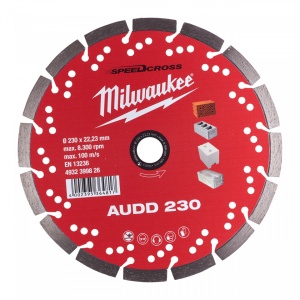 Speedcross AUDD Milwaukee, asfalt, beton moale, materiale constructii (Diametru interior disc (mm): 22.23, Tip: AUDD 230, Diametru disc (mm): 230, Înălțime segment (mm): 10)