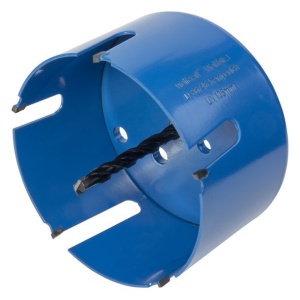 Carota universala completa Wolfcraft 3887000, diametru 105 mm, cu burghiu de centrare HM cu diametrul de 8 mm si tija hexagonala