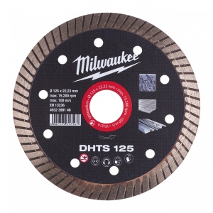 Discuri diamantate DHTS Milwaukee, viteza TURBO in placi ceramice, granit, marmura (Diametru interior disc (mm): 22.23, Tip: DHTS 125, Diametru disc (mm): 125, Înălțime segment (mm): 10)