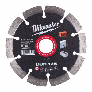 Discuri diamantate DUH Milwaukee, beton armat, pavaj, zidarie (Diametru interior disc (mm): 22.23, Tip: DUH 125, Diametru disc (mm): 125, Înălțime segment (mm): 10)