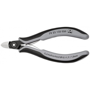 KNIPEX 79 22 125 ESD Șfic de precizie pentru sisteme electronice ESD cu manşoane multicomponent brunat 125 mm