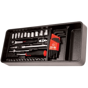 Modul PVC cu 38 capete tubulare accesorii 1/4” DH - 38 scule