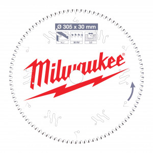 Pânze pentru fierăstrău tăieri înclinate Milwaukee (Diametru interior disc (mm): 30, Nr. dinți: 96, Diametrul exterior al pânzei (mm): 305, Lățime tăiere (mm): 3)