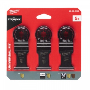 Set pânze pentru lemn (5 buc) [ 2 x 48906001: pânză pentru lemn cu intrare directă 35 x 42 mm, 2 x 48906011: pânză pentru lemn cu intrare directă 3C 35 x 42 mm, 1 x 48906021: pânză pentru lemn cu cuie BiMetal 35 x 42 mm ]
