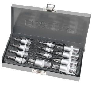 TRUSA VARFURI TORX 1/4", 3/8" si 1/2" T8-T60 CU ADAPTOARE - 12P.