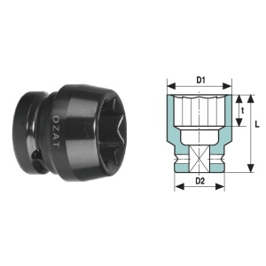 Cap cheie tubulara de impact 3/4" 8 laturi, scurt 1 3/4"