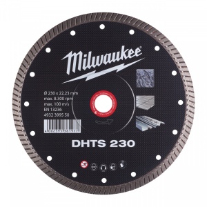 Discuri diamantate DHTS Milwaukee, viteza TURBO in placi ceramice, granit, marmura (Diametru interior disc (mm): 22.23, Tip: DHTS 230, Diametru disc (mm): 230, Înălțime segment (mm): 10)