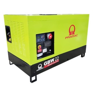 Generator de curent diesel Pramac GBW22P_S_A, motorizare Perkins, trifazat, 22 kVA, cu carcasa insonorizanta, panou automat si automatizare LTS