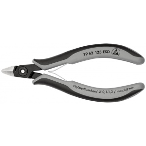 KNIPEX 79 62 125 ESD Șfic de precizie pentru sisteme electronice ESD cu manşoane multicomponent brunat 125 mm