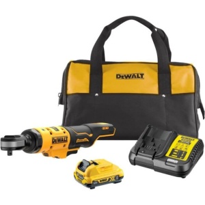 Masina de insurubat unghiulara DeWalt DCF504D1, patrat 1/4", maxim 54 Nm, cu un acumulator 12V XR / 2.0 Ah si incarcator in geanta textila