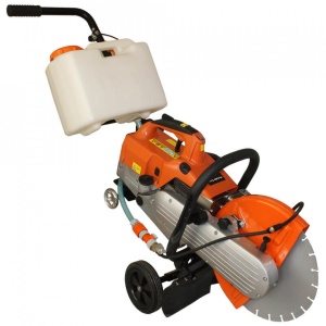 Pachet masina de debitat MD350 portabila, motor benzina, disc 350 mm + Carucior cu rezervor