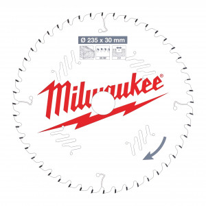 Pânze pentru fierăstraie circulare de mână Milwaukee (Diametru interior disc (mm): 30, Nr. dinți: 48, Diametrul exterior al pânzei (mm): 235, Lățime tăiere (mm): 2.4)