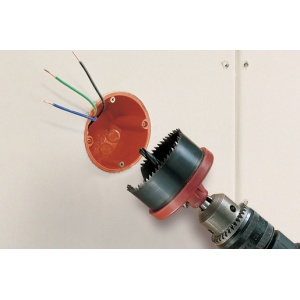 Set carote standard Wolfcraft 2169000, cu 3 carote cu diametre multiple: 40, 54, 65 mm, adancime de taiere 18 mm, tija cilindrica cu diametrul de 6 mm