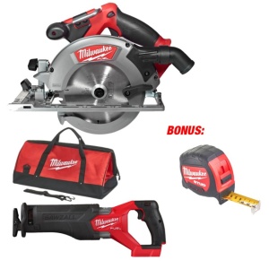Set circular manual M18 CCS55 + fierastrau sabie M18 FSZ, geanta textila, BONUS Ruleta 7.5 m STUD, livrat neechipat