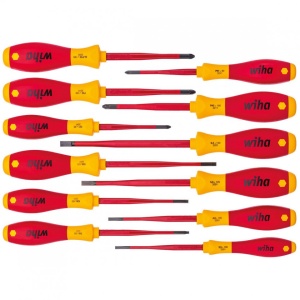 Set șurubelnițe cu cap subțire pentru electricieni WIHA SoftFinish VDE, 12 piese