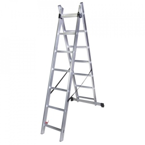 STR207 Scara dubla aluminiu, 2×7 trepte, 186 cm