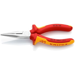 Clește cu cioc semirotund și suprafață tăietoare, izolat la 1000V, 160 mm