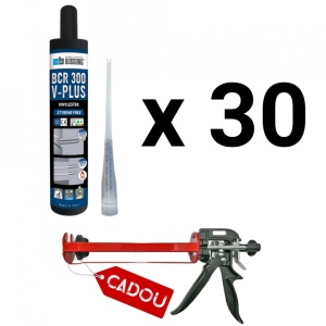 Kit 30 ancore chimice Bossong BCR 300 V-Plus, 300 ml + cap mixare + pistol injectie