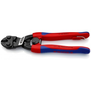 KNIPEX 71 32 200 T CoBolt® Tăietor compact pentru bolțuri cu manşoane suple, multicomponent, cu cârlig de fixare integrat pentru montarea unei siguranţe împotriva căderii vopsit negru 200 mm