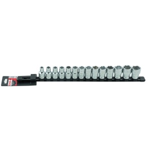 Set 14 capete chei tubulare 1/2” SH pe suport metalic - L 483 mm