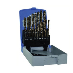 Set burghie DIN 338, rectificate, HSS-Co 5% 1-10 mm x 0,5 mm / 19 piese 19 piese