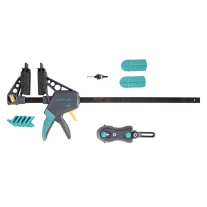 Set montare terasa Wolfcraft 6988000, menghina, adaptor pentru gaurire, burghiu, zencuitor, opritor adancime, 5 distantiere