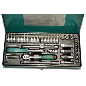 Set tubulare 1/4" 4-13 mm si alte accesorii, 41 piese, cutie
