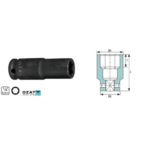 Cap cheie tubulara impact 1/4" 6 laturi, lunga 1/4"