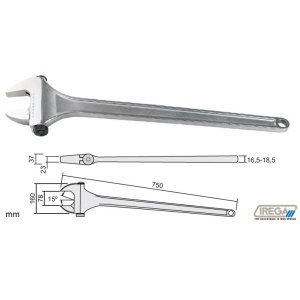 Cheie reglabila cromata lunga cu falci la 15 grade, DIM 750 mm, DESCHIDERE 78 mm (3")