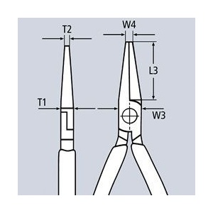 Clește cu cap semirotund cu tăiș, patent cu cioc angular, mânere multicomponent testate VDE KNIPEX