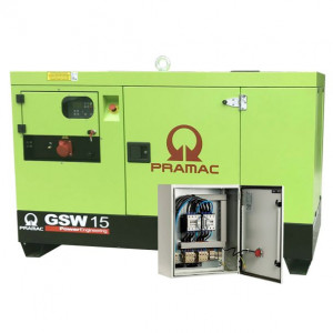 Generator de curent diesel Pramac GSW15Y_S_A, trifazat, 13.67 kVA, panou automat, carcasa insonorizata, panou transfer LTS