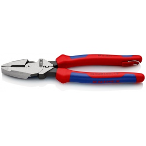 KNIPEX 09 12 240 T BK Patenti Combi cu parghie mare "Lineman's Pliers" model american cu manşoane suple, multicomponent, cu cârlig de fixare integrat pentru montarea unei siguranţe împotriva căderii vopsit negru 240 mm (carton cu autoservire/în blister)