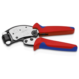 KNIPEX 97 53 19 Twistor T clește de sertizat ferule, cu autoreglaj cu cap de sertizare rotativ cu manşoane multicomponent cromat 200 mm