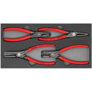 Set Cleşti KNIPEX de precizie pentru inele siguranţă in tavă de spumă, 4 piese