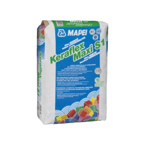 Adeziv flexibil pentru gresie si faianta Mapei Keraflex Maxi S1, interior/exterior, alb, 23 kg