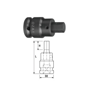 Cap cheie tubulara de impact 3/4" cu profil hexagon exterior, 2 piese 13/16"
