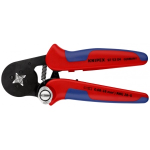 KNIPEX 97 53 04 SB clește de sertizat ferule, cu autoreglaj cu introducere laterală cu manşoane multicomponent brunat 180 mm (carton cu autoservire/în blister)